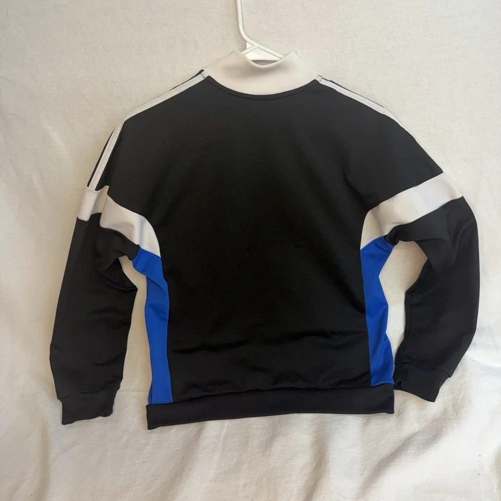 Adidas Track Jacket Boys Medium Sporty Black White Blue